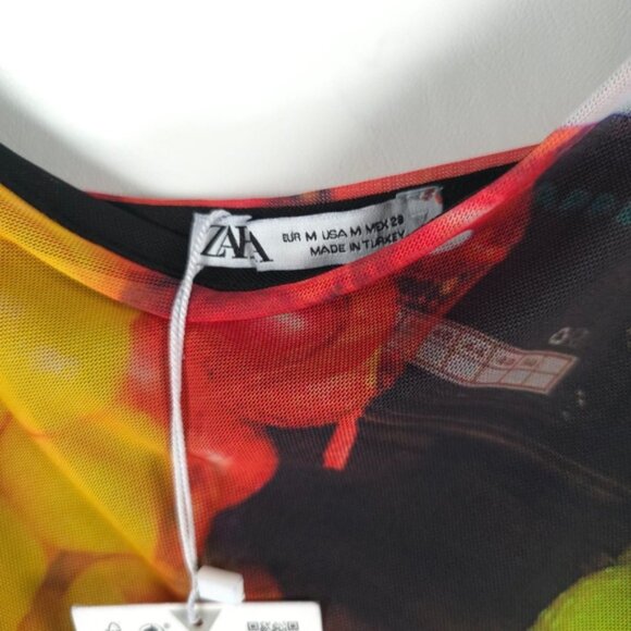 NWT ZARA Ruched Mesh‎ Fruit Stand Strappy Maxi Dress 5039/201 MEDIUM - Picture 9 of 16